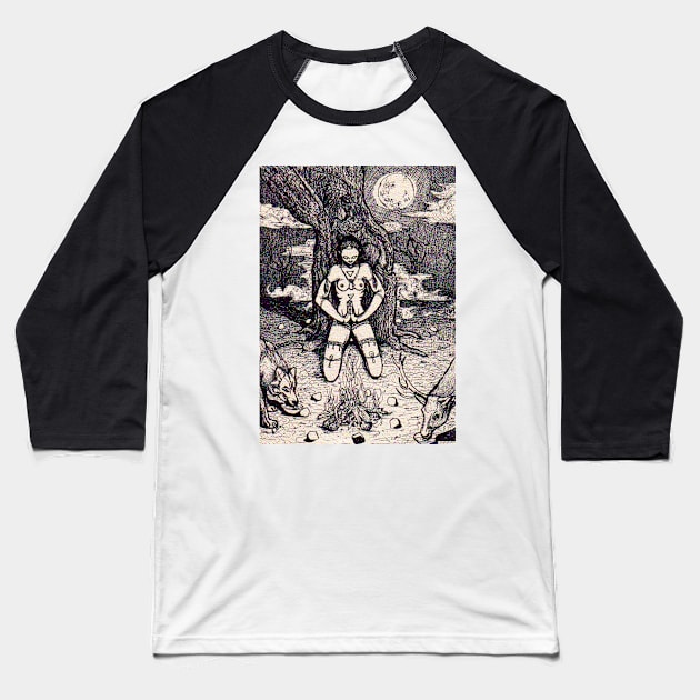 Prayer to the Moon Baseball T-Shirt by spacedivers